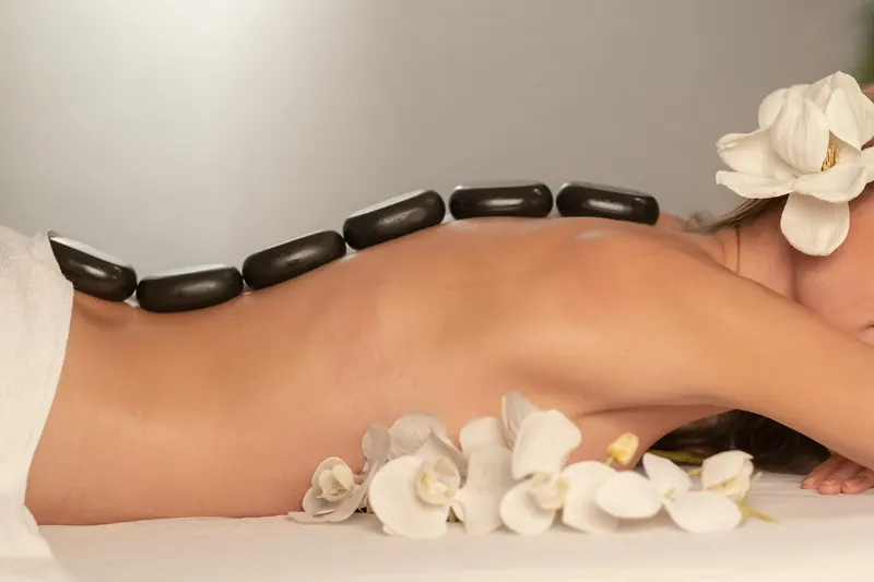 Warm basalt stones for a hot stone massage