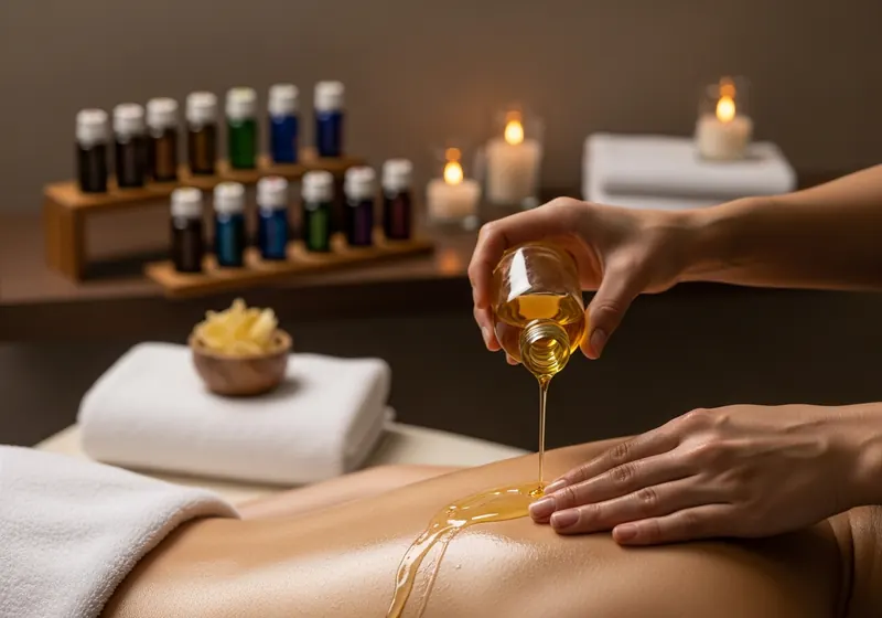 Relaxing oil massage on the back